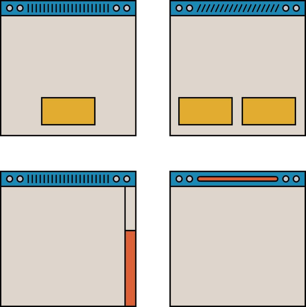 retro ui janela. fofa nostálgico computador interface do usuário, vintage estético ícones e janelas vetor definir. anos 90 digital interface, retro janela computador ilustração