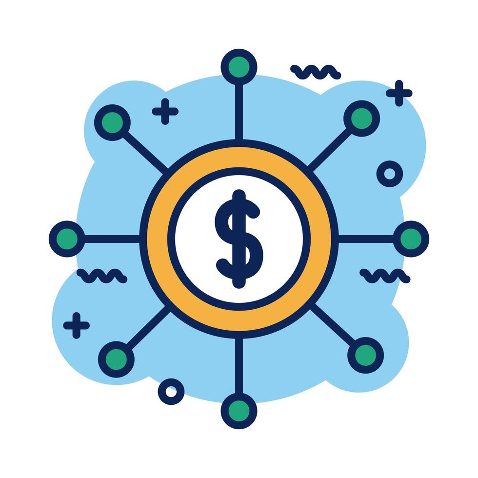 ícone de estilo de detalhe do símbolo do dólar moeda vetor