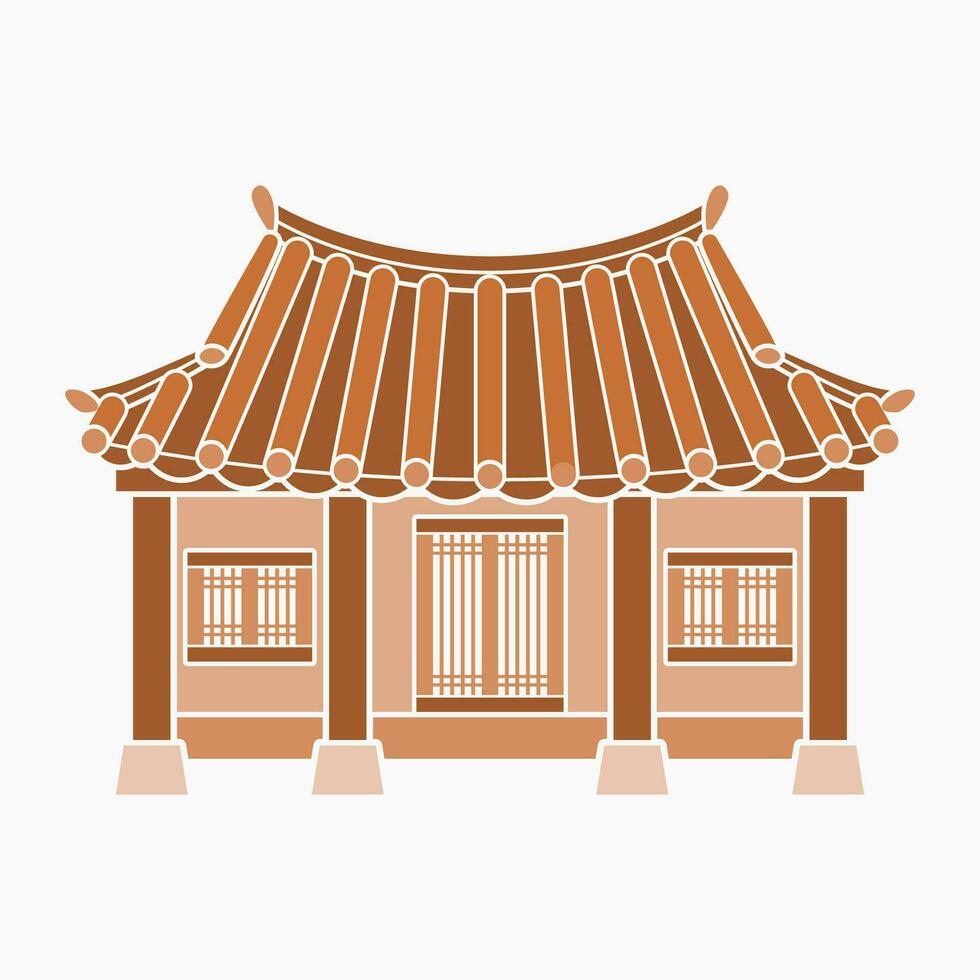 editável vetor ilustração do plano monocromático estilo frente Visão tradicional hanok coreano casa construção para obra de arte elemento do oriental história e cultura relacionado Projeto