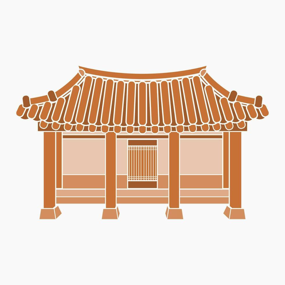 editável frente Visão tradicional hanok coreano casa construção vetor ilustração dentro plano monocromático estilo para obra de arte elemento do oriental história e cultura relacionado Projeto