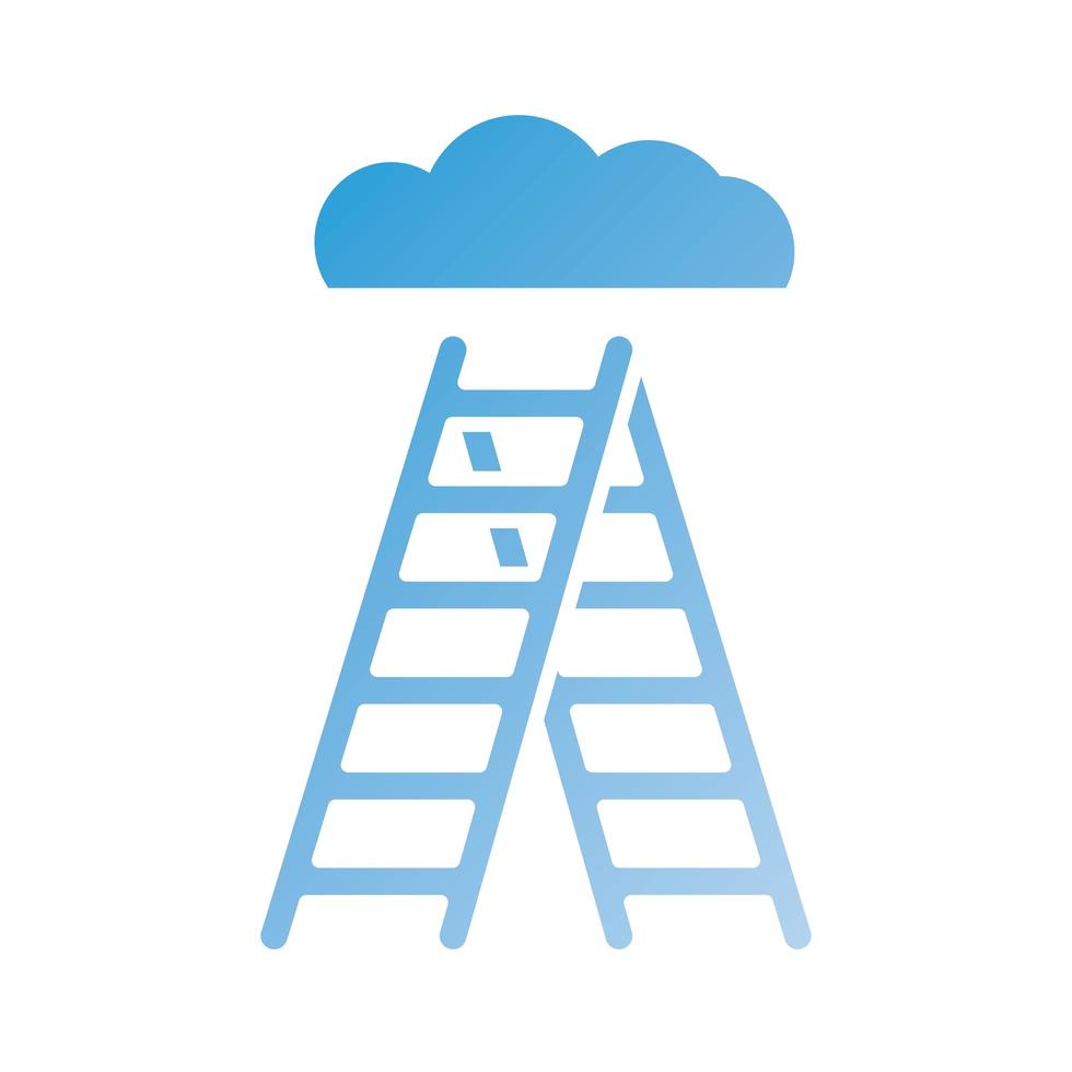 escada para cima com ícone de estilo de silhueta de nuvem vetor