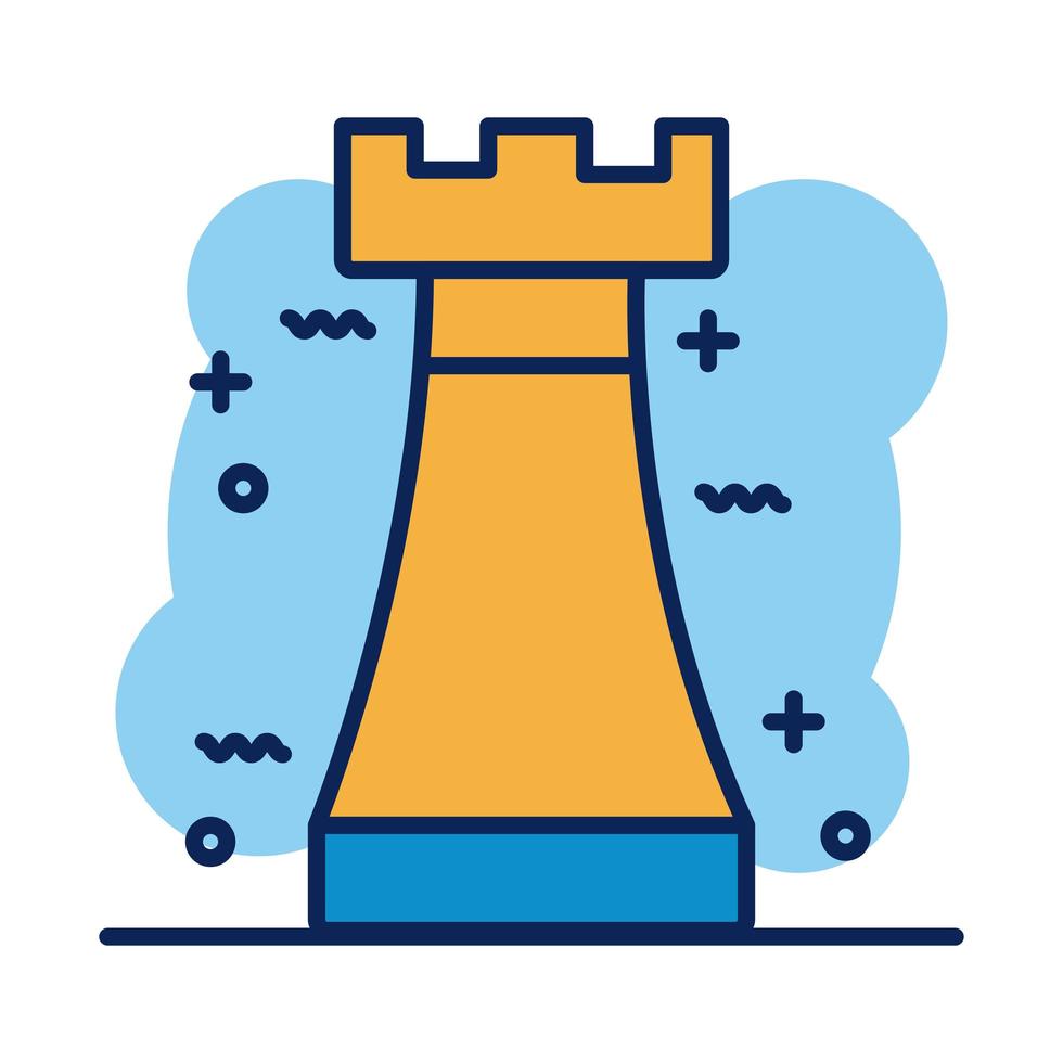 ícone de estilo de detalhe de xadrez de torre vetor