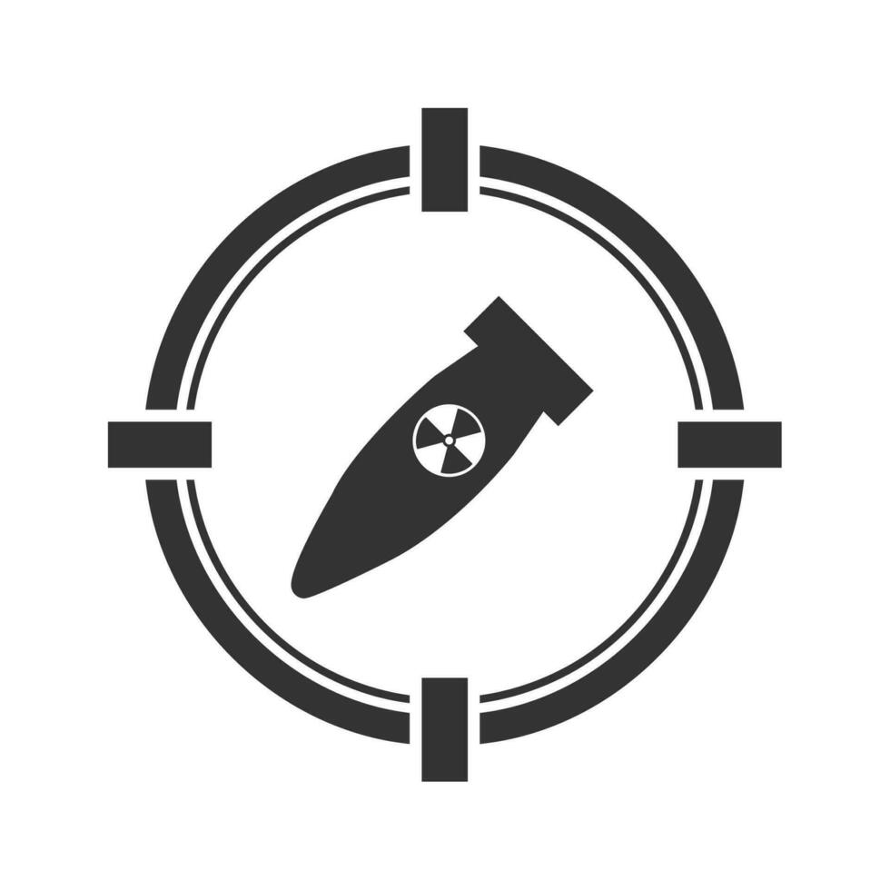 vetor ilustração do nuclear foguete alvo ícone dentro Sombrio cor e branco fundo