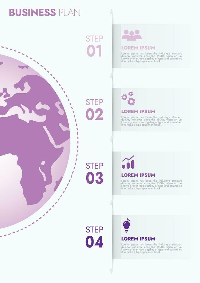 infográfico modelo para apresentações e características dados visualização inclui uma processo gráfico com diagramas, passos, opções. a conceito para marketing através ilustrações para dirigir para sucesso. vetor