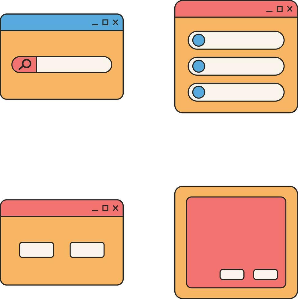 retro ui forma. social meios de comunicação histórias e Postagens com velho computador estético ui elementos vetor definir. vetor ilustração