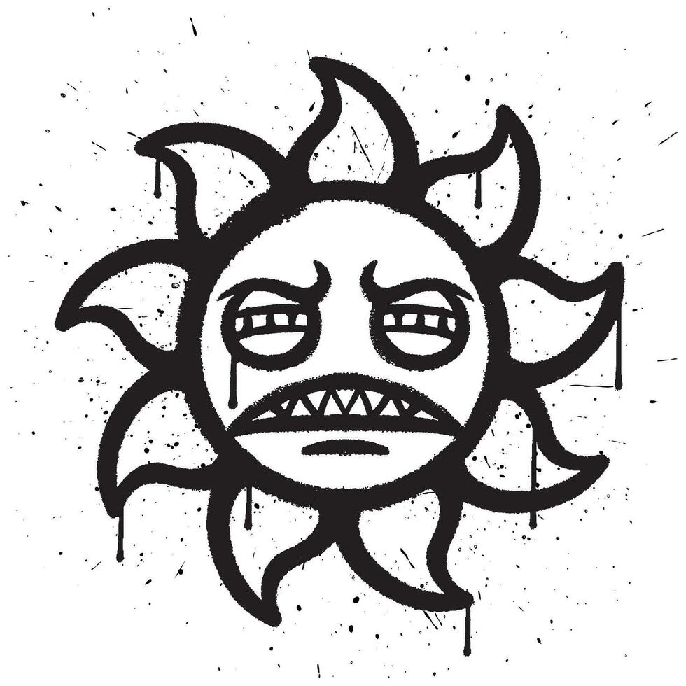 grafite spray pintura sonolento Sol personagem isolado vetor ilustração