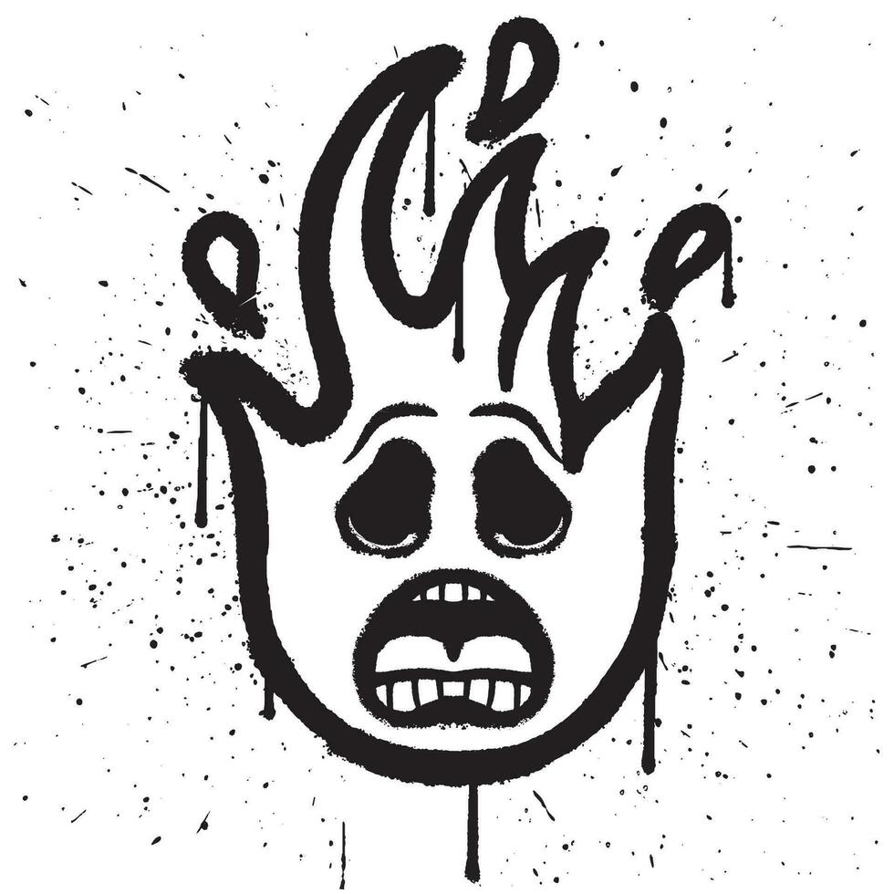 grafite spray pintura triste fogo personagem emoticon isolado vetor