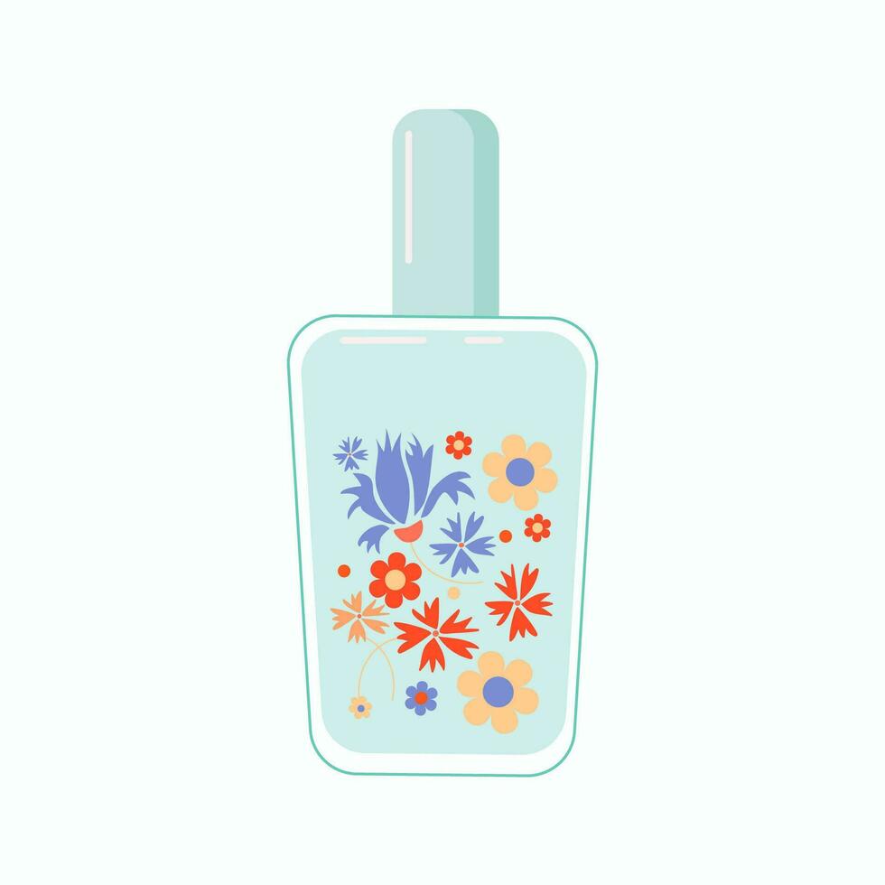 Cosmético, flor perfume. perfume garrafa. floral fragrância. vetor ilustração em uma branco isolado fundo.