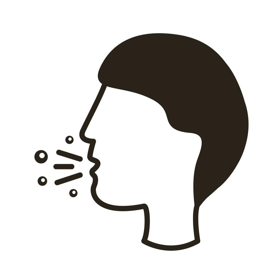 ícone de estilo de linha de pessoa tossindo doente vetor