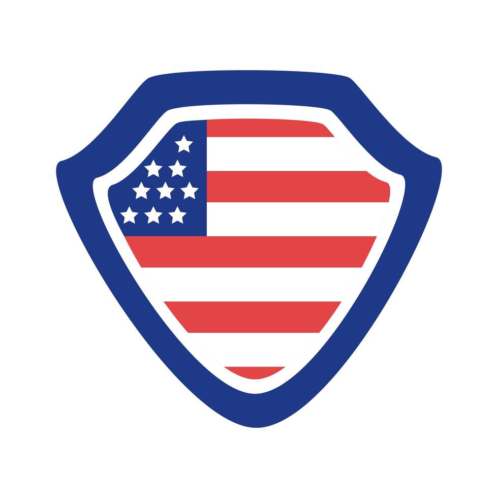 escudo com estilo de silhueta da bandeira dos estados unidos da américa vetor