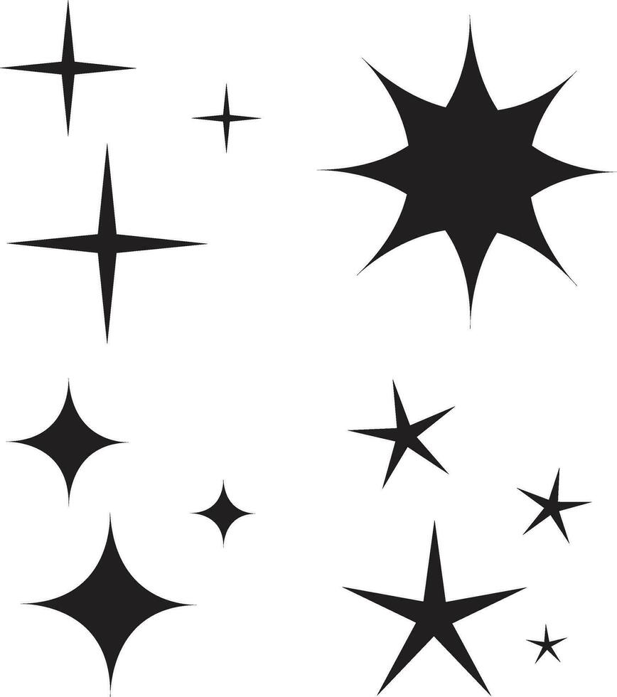 Estrela forma. original vetor Estrela espumante ícone definir. brilhante fogos de artifício, cintilante decorações. brilhando estrelas luz efeitos e rajadas coleção. vetor ilustração.