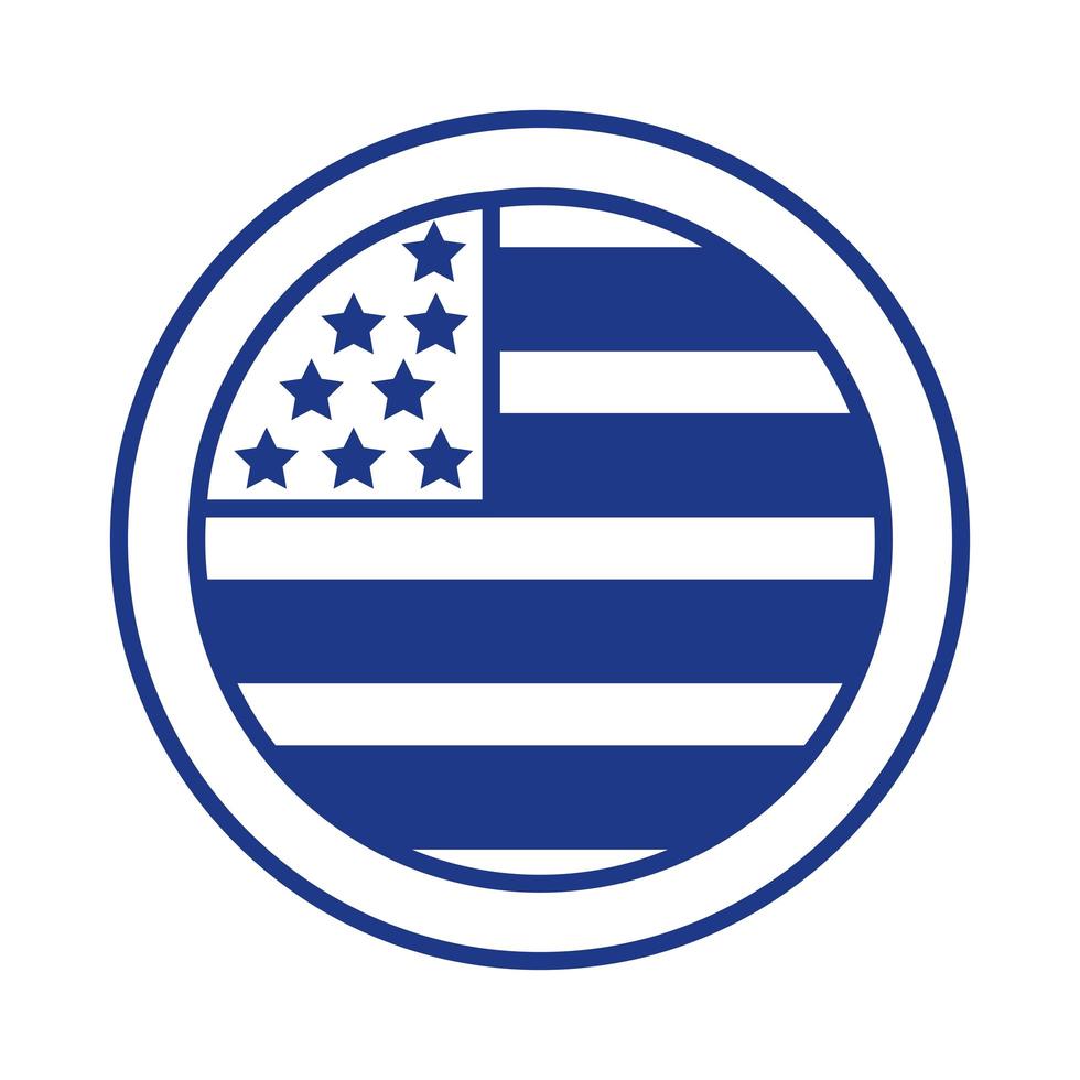 adesivo com estilo de linha de bandeira dos estados unidos da américa vetor