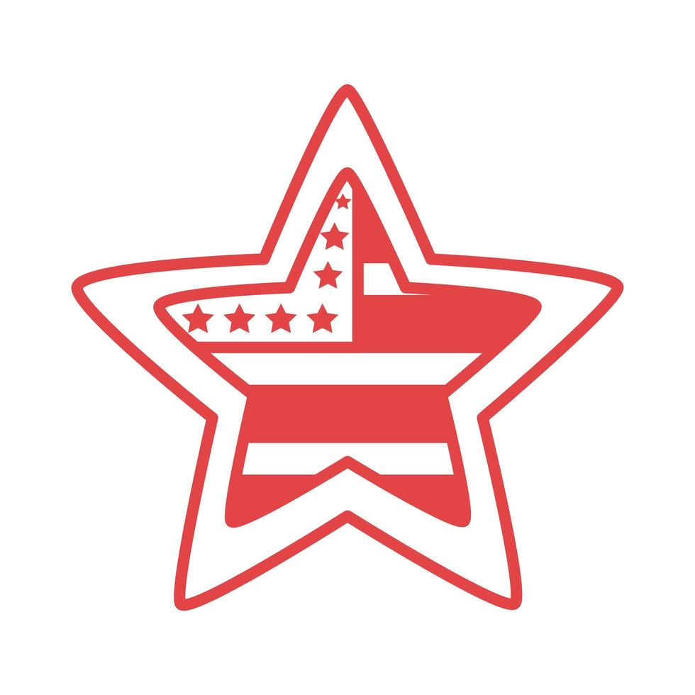 estrela com estilo de linha de bandeira dos estados unidos da américa vetor