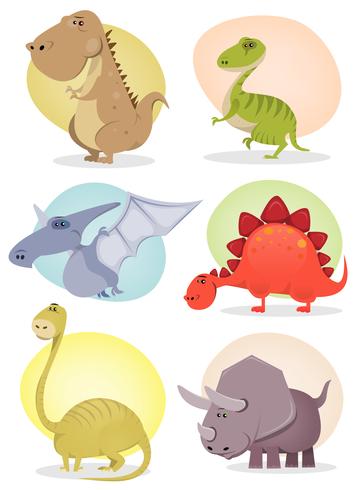 Coleção de dinossauro dos desenhos animados vetor