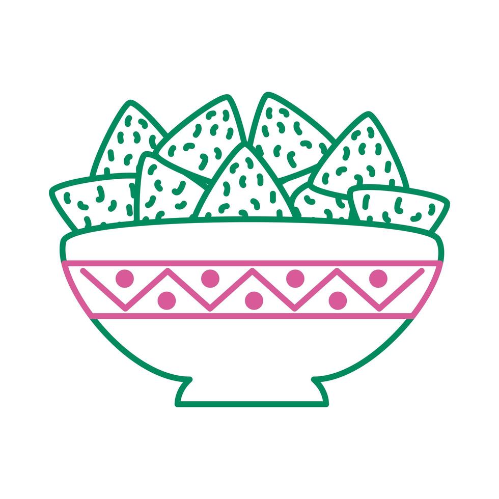 ícone de estilo de linha de nachos mexicanos deliciosos vetor