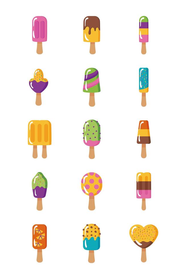 conjunto de ícones de conjunto de sorvetes vetor
