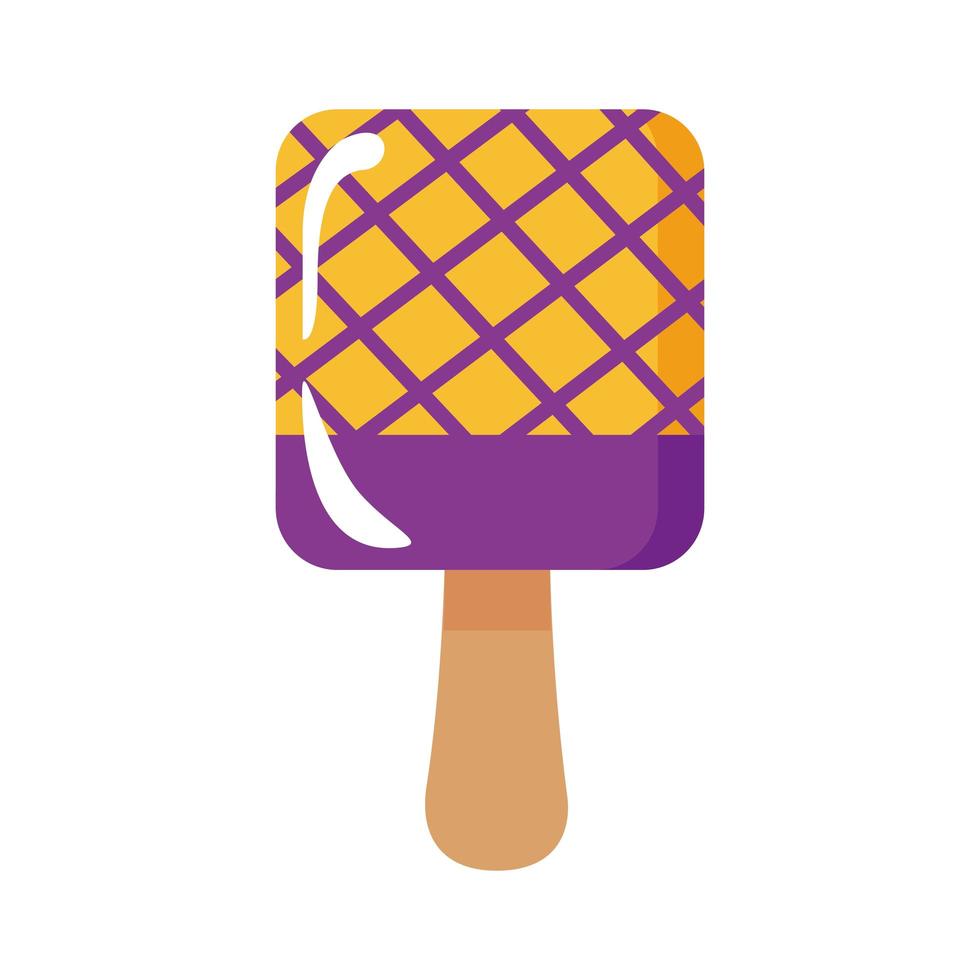 delicioso sorvete quadrado em bastão com ícone de estilo plano de grade vetor