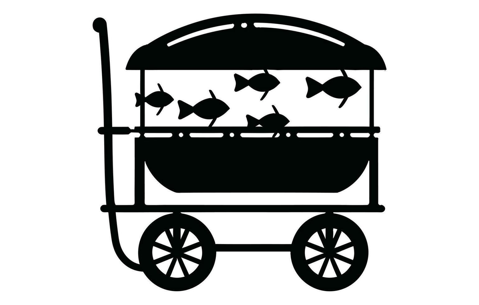 pescaria carrinho ícone vetor logotipo, carrinho ícone, rio pescar carrinho silhueta.