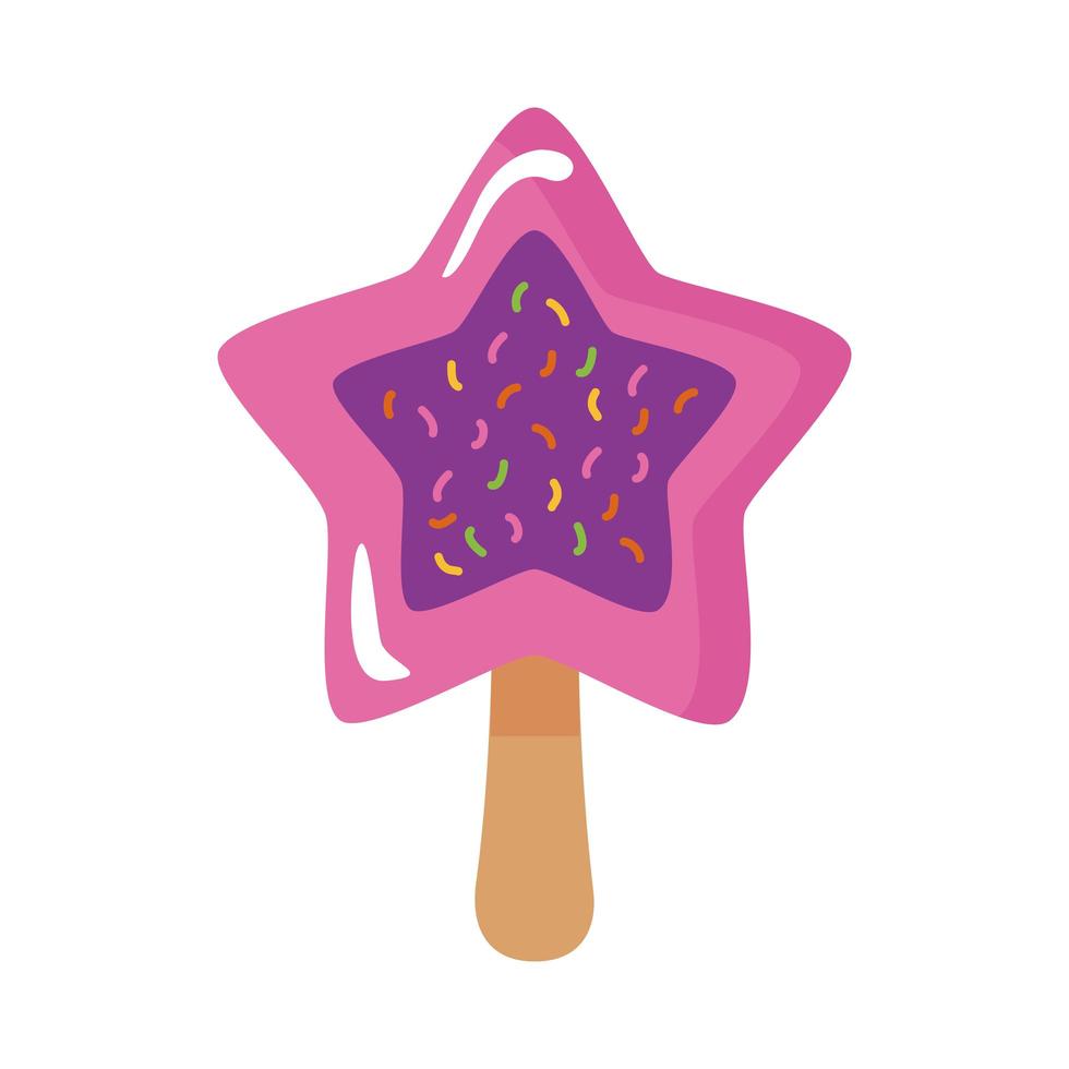 delicioso sorvete em palito com forma plana de estrela vetor