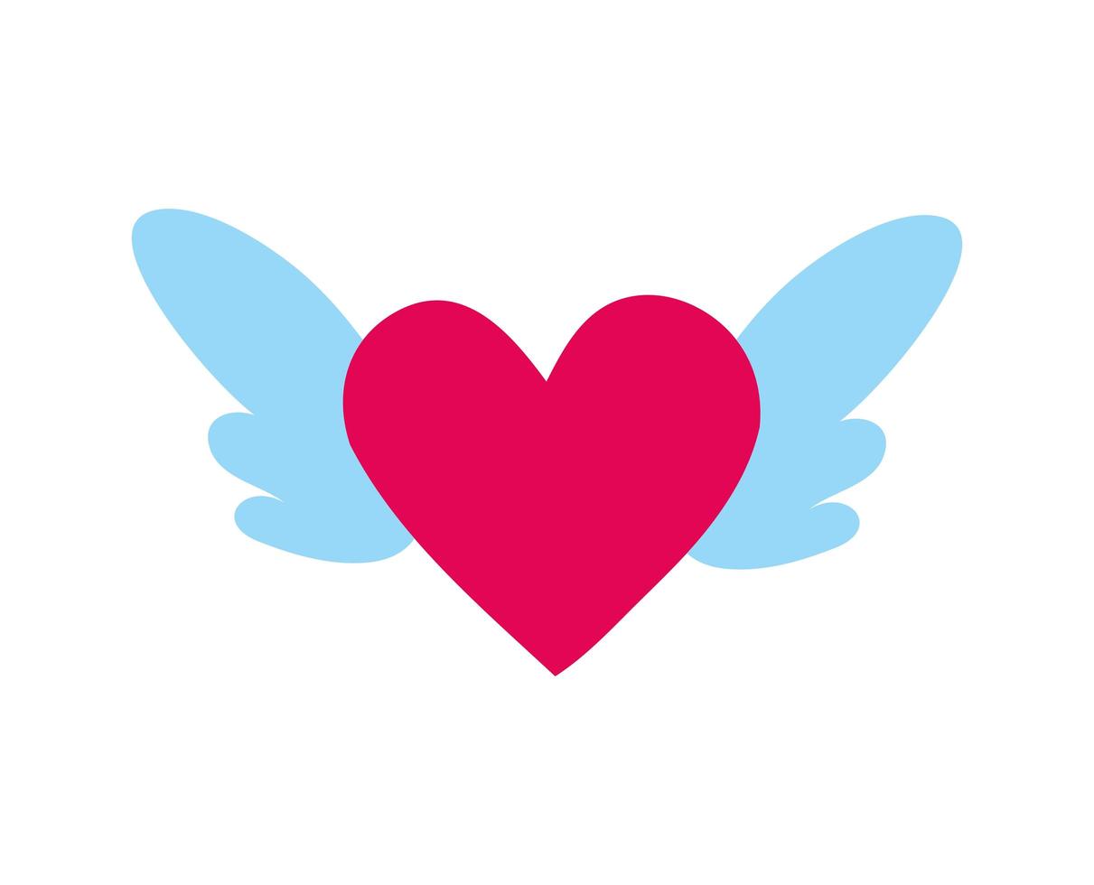 ícone de amor de coração com asas vetor