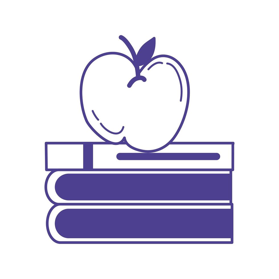 pilha de livros escolares com maçã vetor