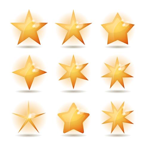 Conjunto de ícones de estrelas de ouro vetor