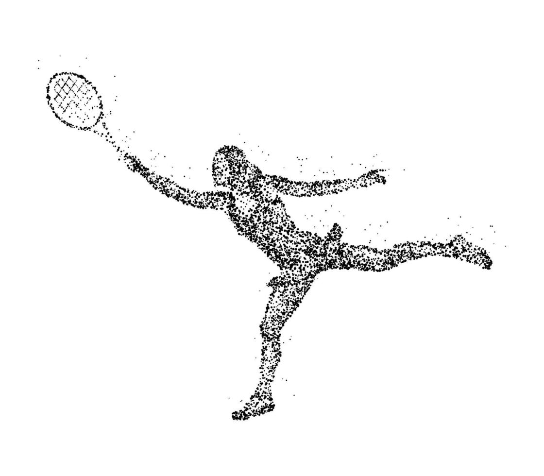 ilustração vetorial abstrato jogador de tênis de círculos pretos vetor