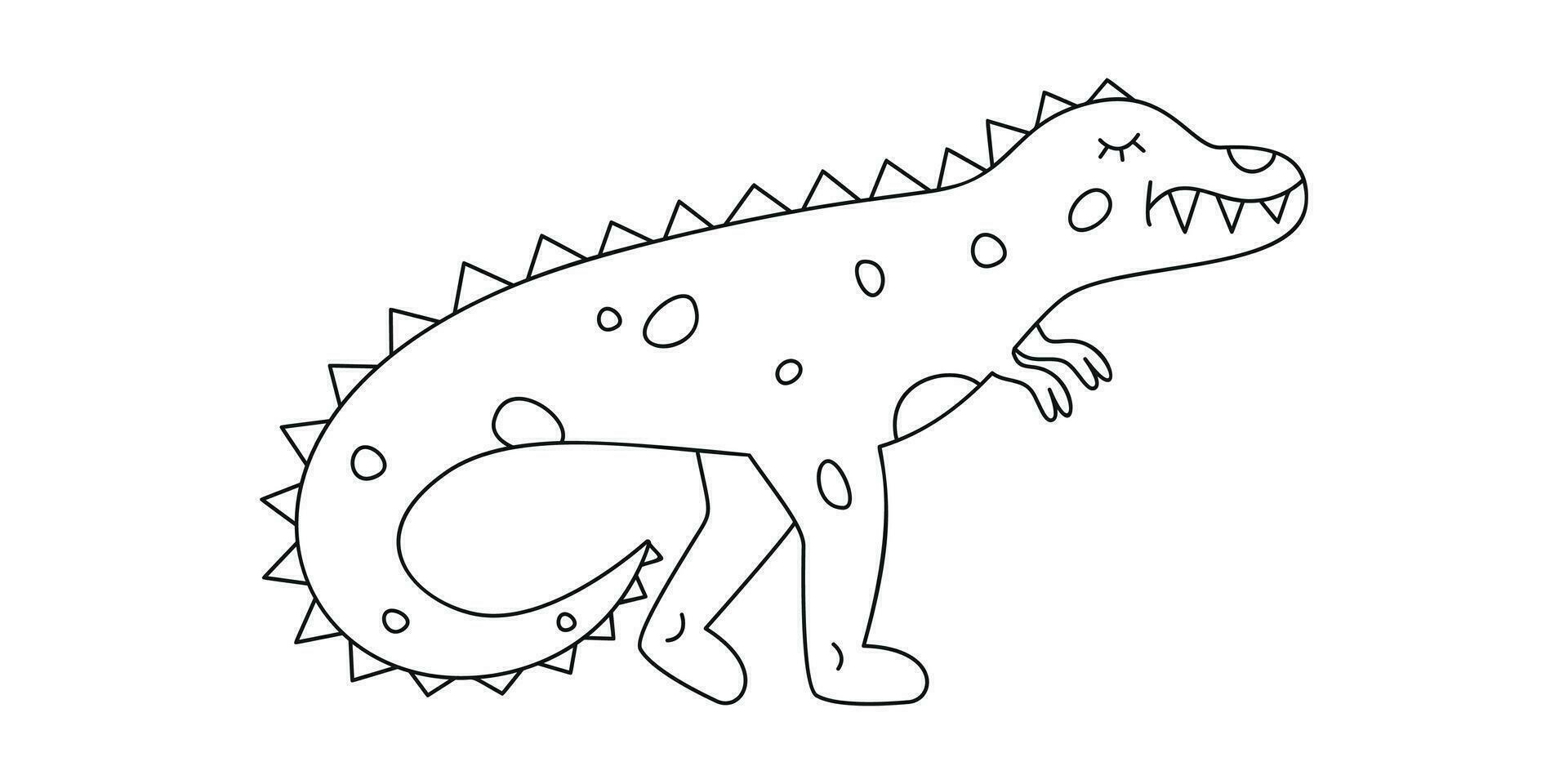 mão desenhado linear vetor ilustração do tiranossauro dinossauro