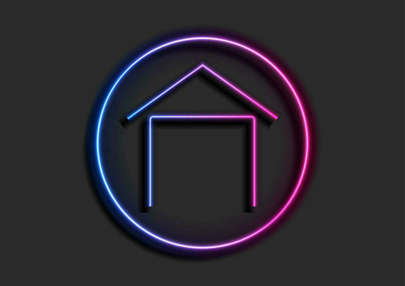 conceito azul roxa néon casa símbolo logotipo vetor