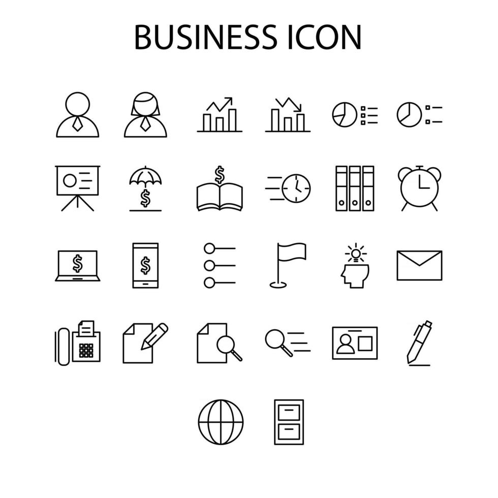 ícone de negócios definido na cor preta vetor