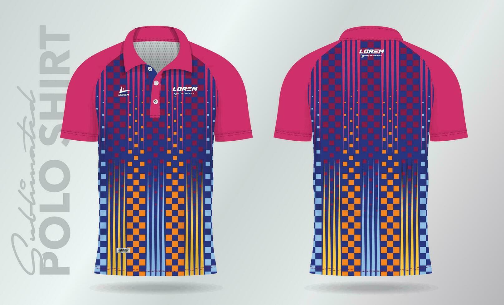 colorida sublimação pólo camisa brincar modelo Projeto para badminton camisa, tênis, futebol, futebol ou esporte uniforme vetor