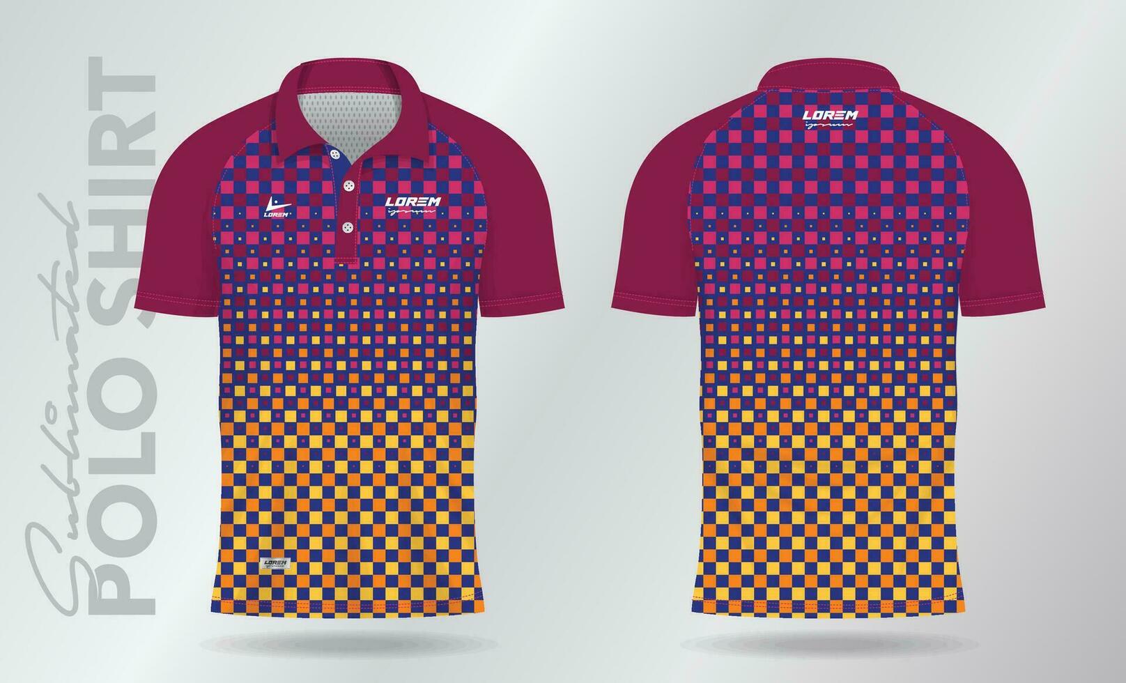 colorida sublimação pólo camisa brincar modelo Projeto para badminton camisa, tênis, futebol, futebol ou esporte uniforme vetor