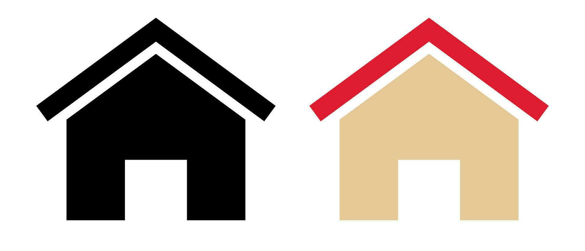 casa silhueta e vermelho cobertura casa ícone definir. vetor. vetor