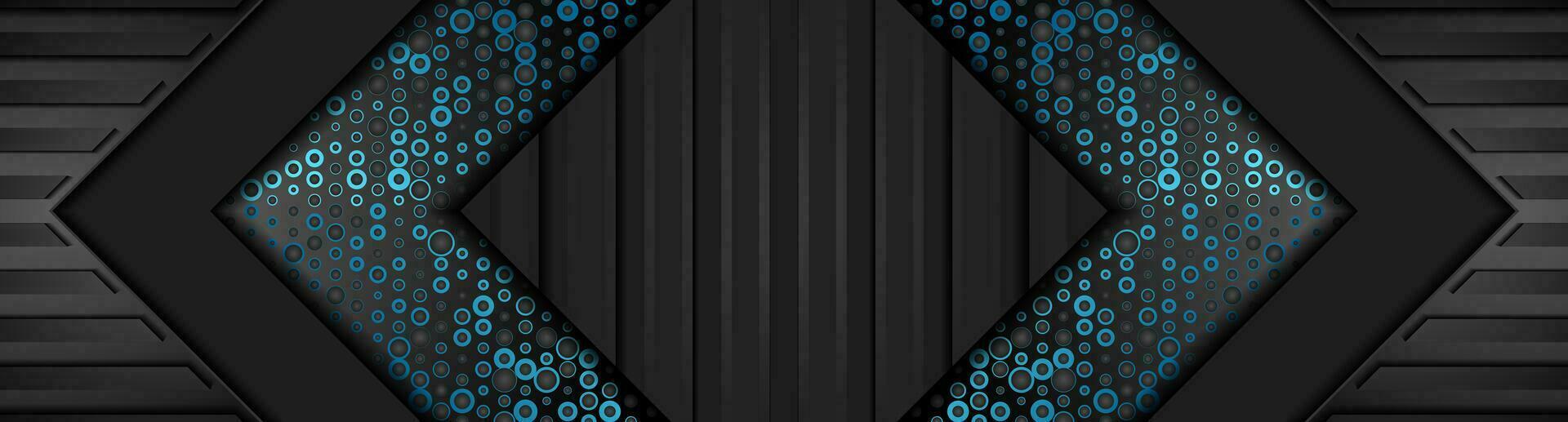 Preto abstrato tecnologia bandeira com azul pontos vetor