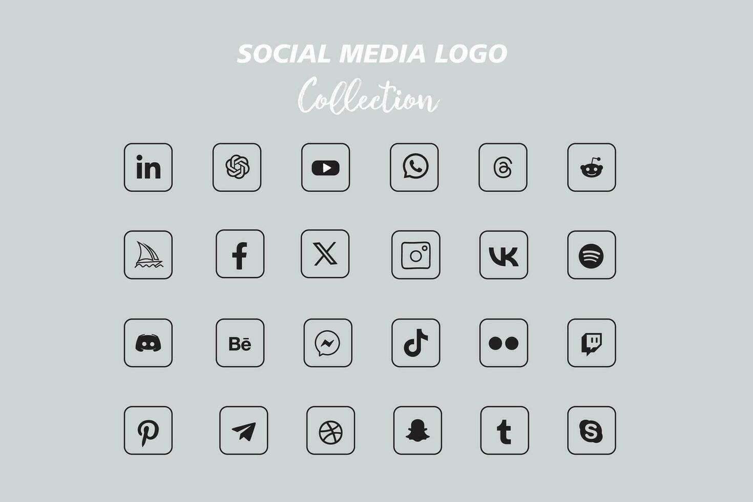 popular social rede logotipo ícone coleção vetor