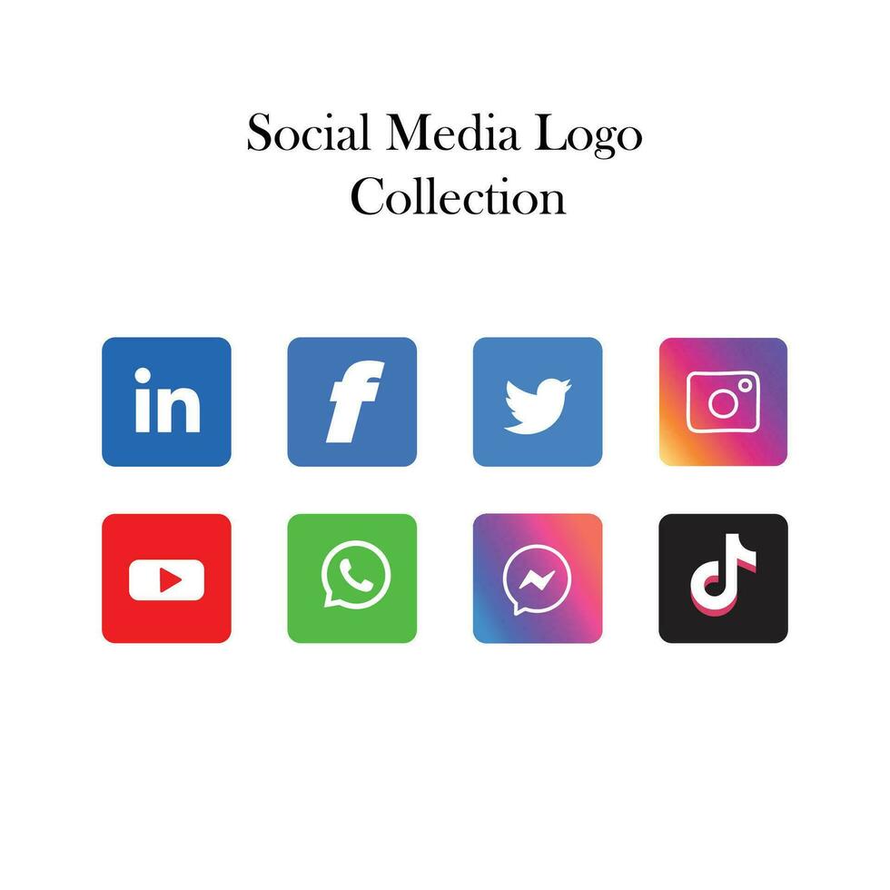 popular social rede logotipo ícone coleção vetor