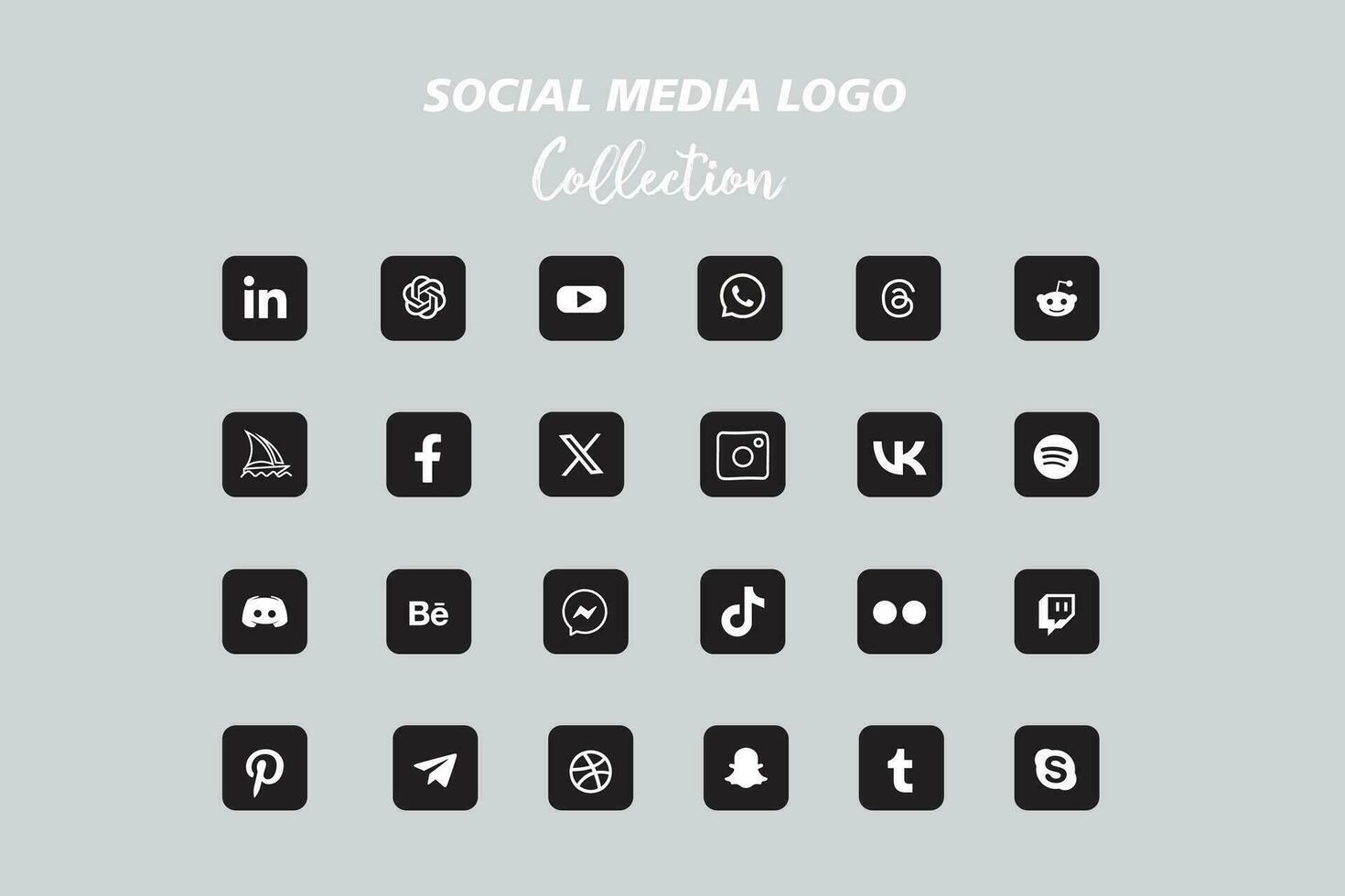 popular social rede logotipo ícone coleção vetor