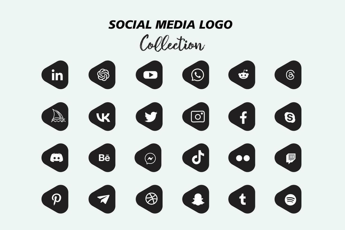 popular social rede logotipo ícone coleção vetor