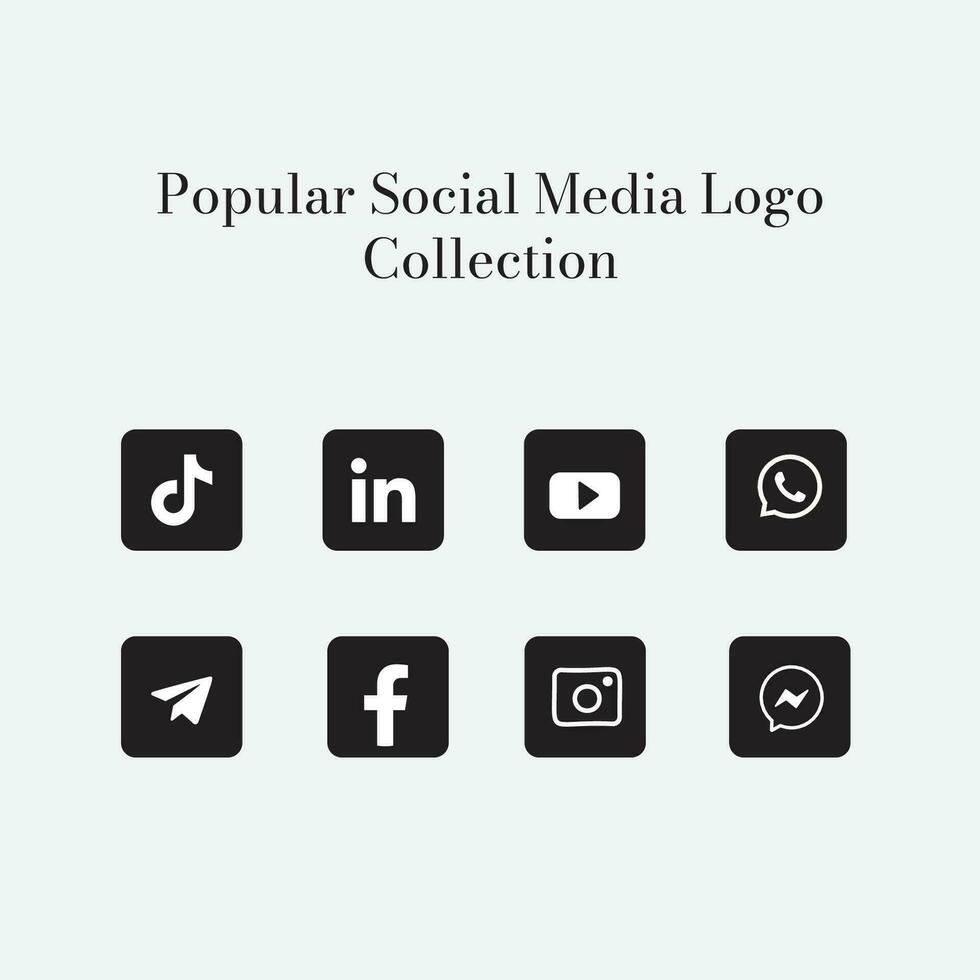 popular social rede logotipo ícone coleção vetor