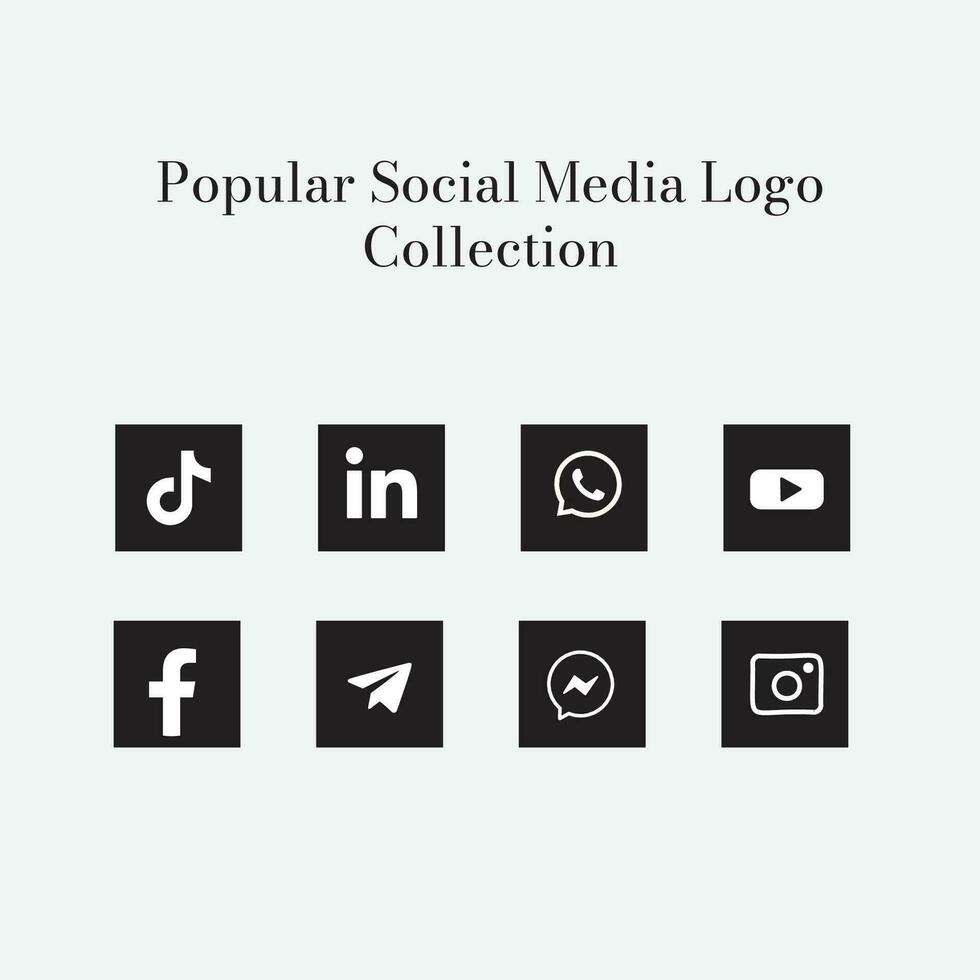 popular social rede logotipo ícone coleção vetor