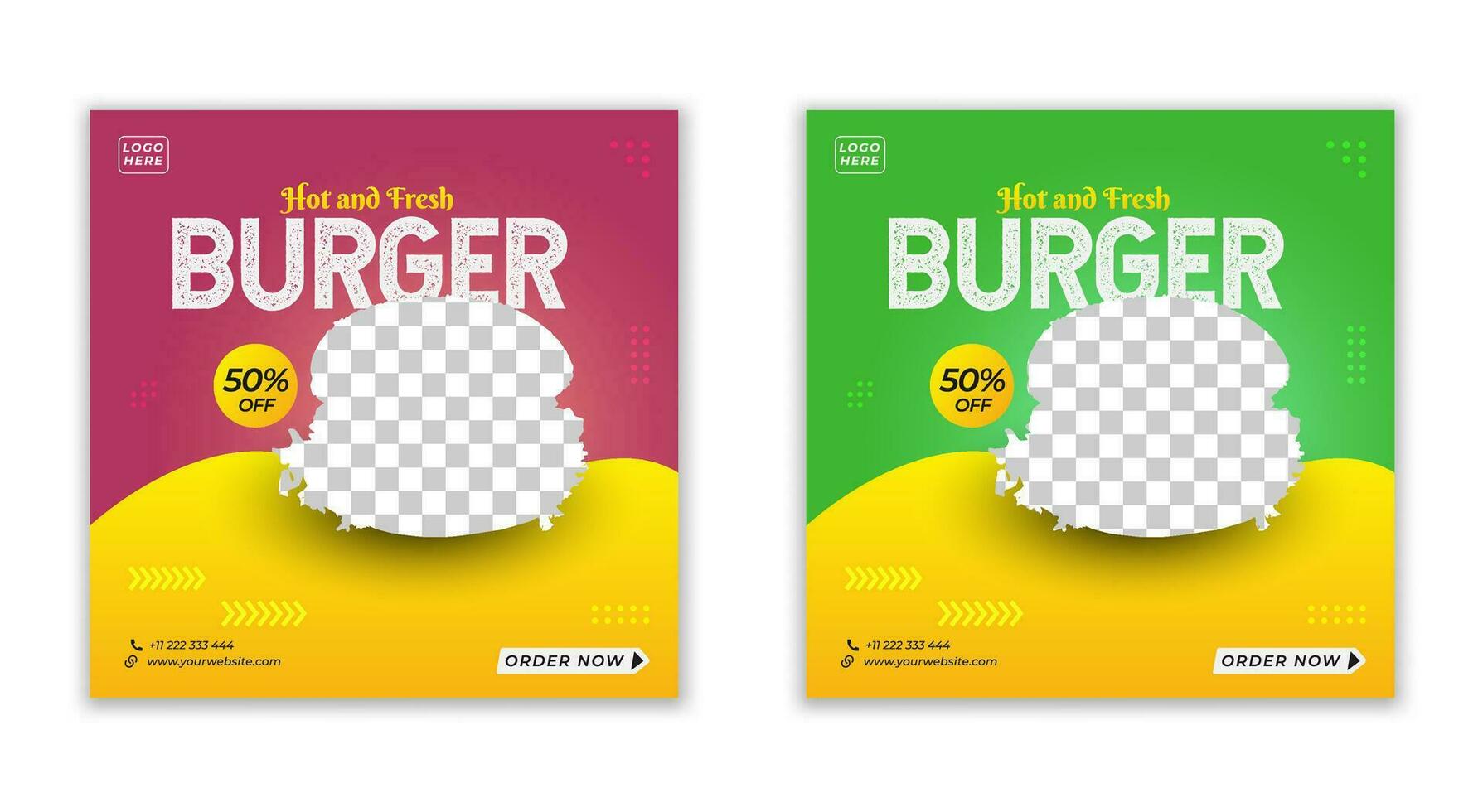 dois hamburguer cartazes com diferente cores e formas vetor