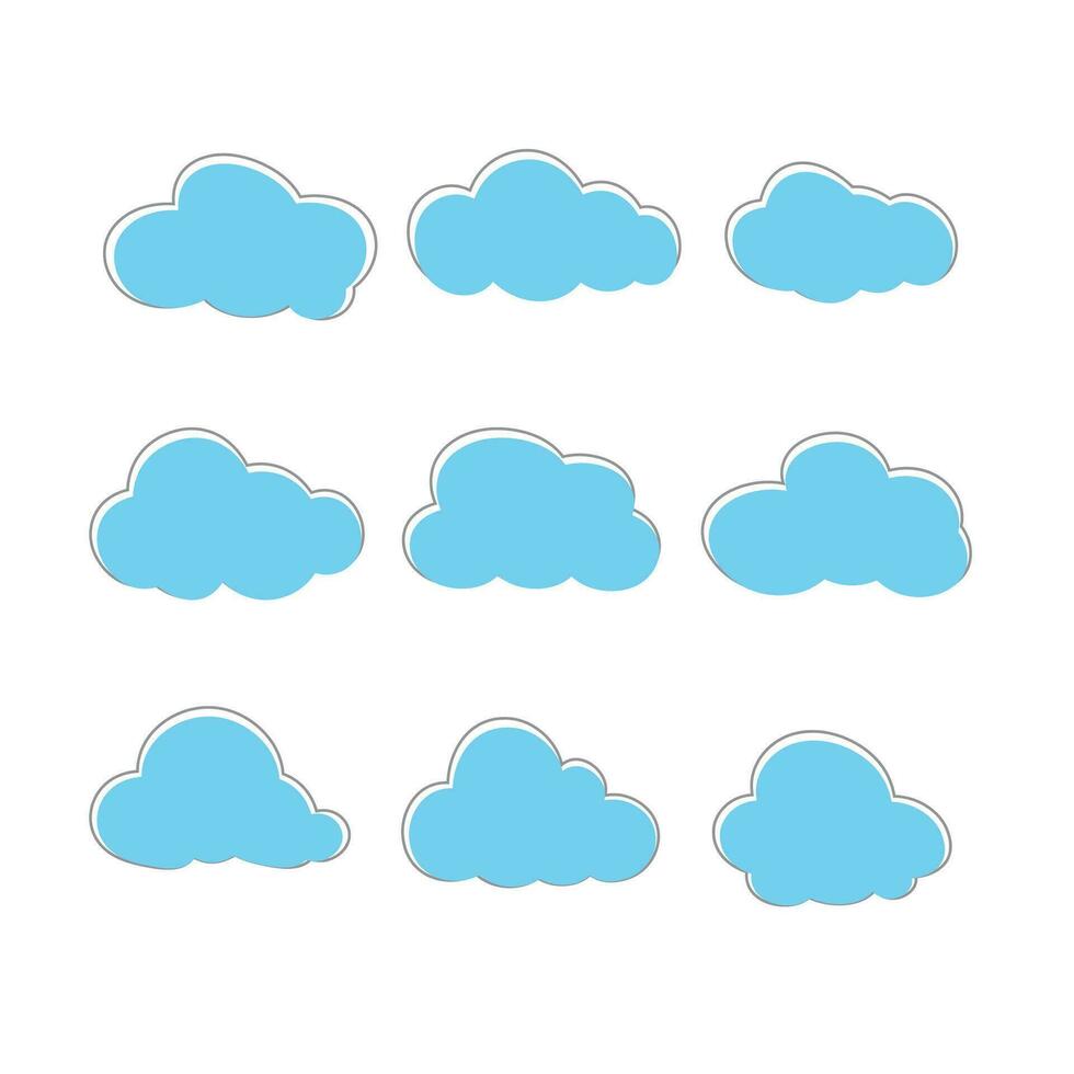 nuvem. abstrato azul nublado conjunto isolado em branco fundo. vetor ilustração.