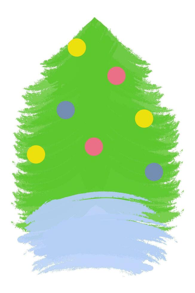 abstrato imagem do uma Natal árvore a partir de escova golpes com uma festão do colori círculos. copyspace vetor