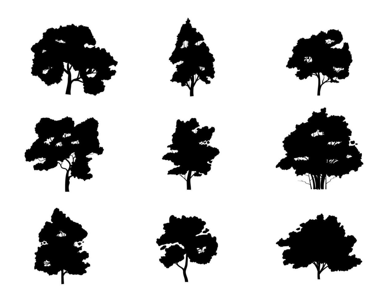 coleção isolado árvore símbolo silhueta estilo em branco fundo. pode estar usava para seu trabalhar. vetor