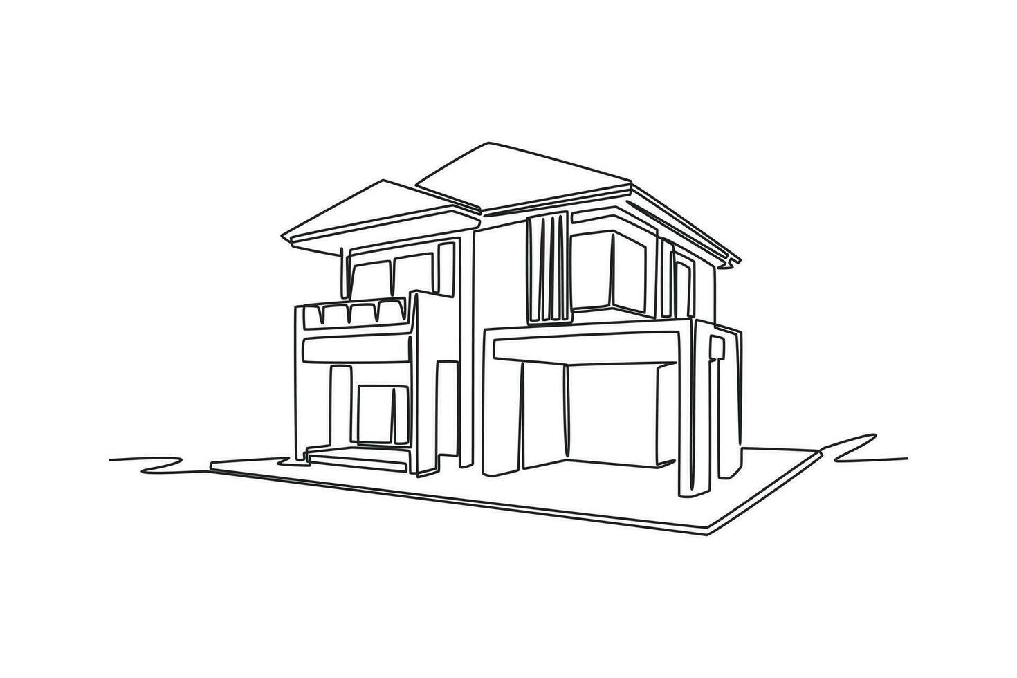 1 contínuo linha desenhando do casa conceito. rabisco vetor ilustração dentro simples linear estilo.