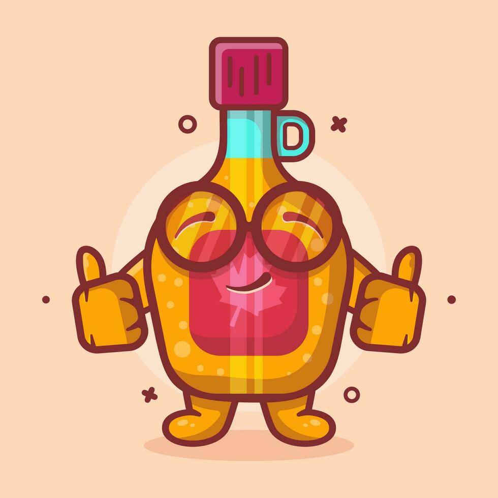 engraçado bordo xarope garrafa personagem mascote com polegar acima mão gesto isolado desenho animado dentro plano estilo Projeto vetor