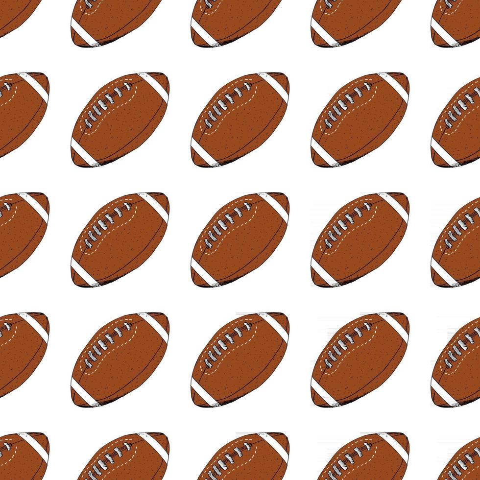 futebol, bola de rugby sem costura padrão esboço desenhado à mão, ilustração vetorial vetor