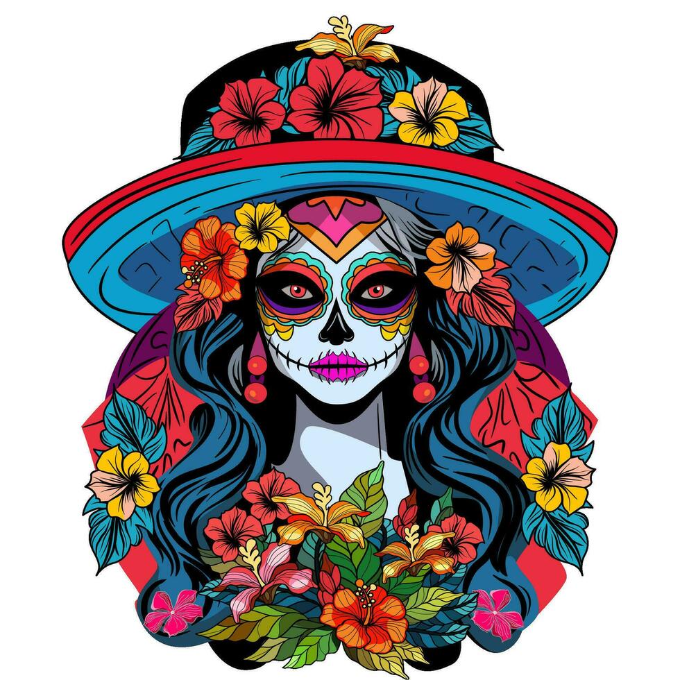 Catrina é símbolo do dia do a morto pop arte vetor