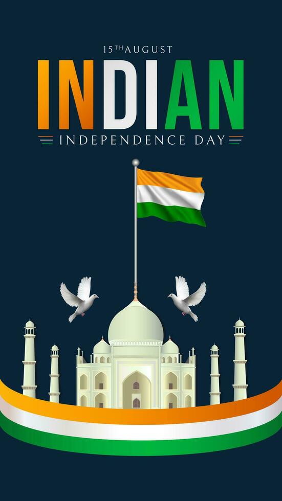 indiano independência dia celebração do a 76º independência dia vetor