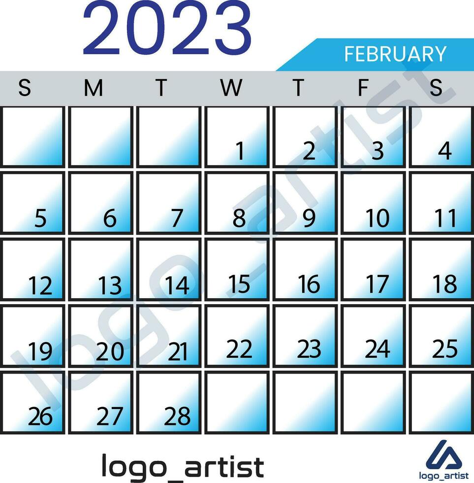 fevereiro 2023 calendário vetor modelo